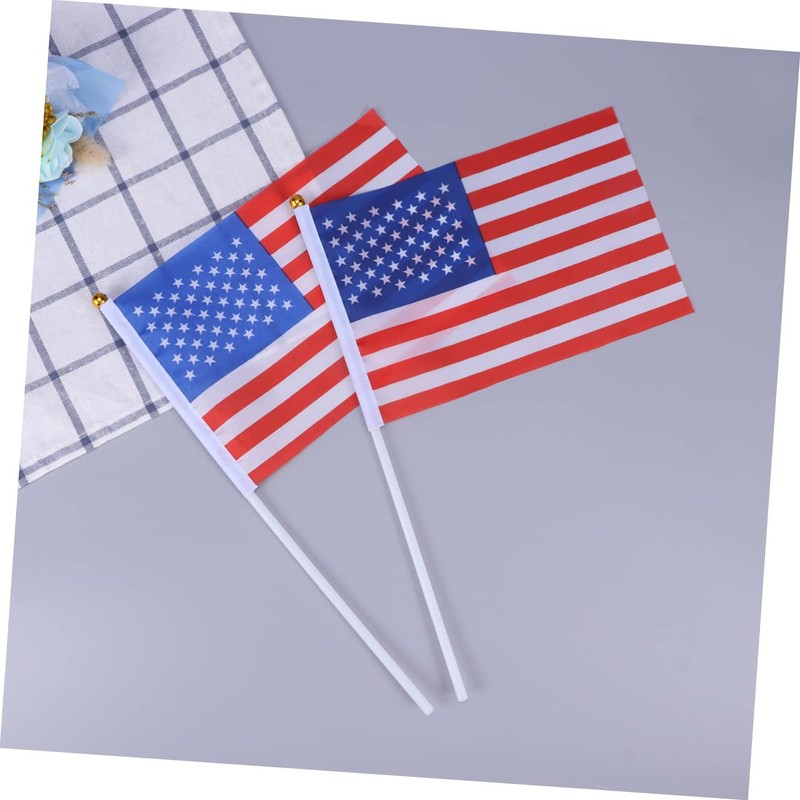 TEHAUX 50 Pack Usa Flags Mini America Flags Stick Polyester
