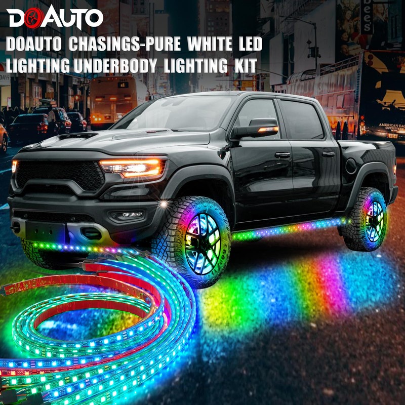 DOAUTO 6X LED Underglow Strips Light Kit Dream Chasing-White Color