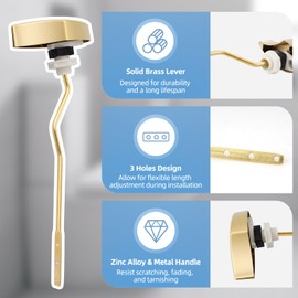 Hibbent Metal Toilet Handle Replacement, Compatible with TOTO THU068#CP Trip Lvr for St743S, Brass Handle Trip Lever, Side Mount Toilet Tank Flush Lever, Shiny Gold