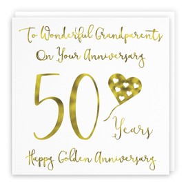 Hunts England - Grandparents 50th Anniversary Card - To Wonderful Grandparents On Your Anniversary - 50 Years - Happy Golden Anniversary - Milano Collection