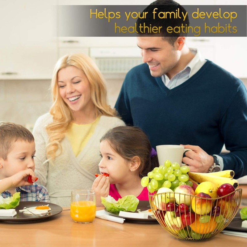 Gold Fruit Bowl, 25x14cm Wave Design, Metal Wire Fruit Bowl,