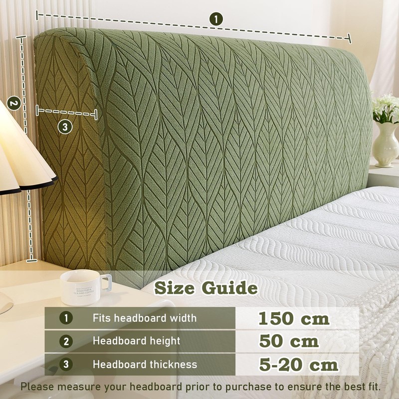 Seivunol Headboard Cover for King Size Bed 150cm Wide, Green