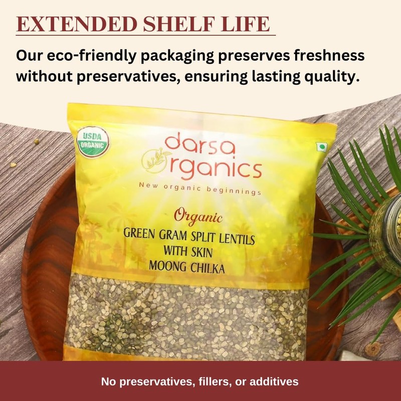 Darsa Organics Moong Mung Split Dal with Skin Husk 2