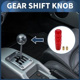 INFINAUTO Diamond Pattern Crystal Shift Knob, 15cm Universal for Automatic and Manual Vehicle Gear Shifter Knob with 2 Adapter Acrylic Red, 1 Set