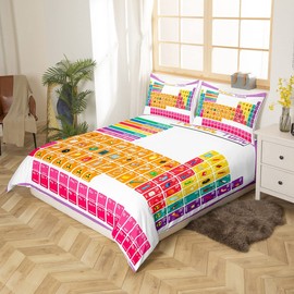The Periodic Table Comforter Cover Set Chemistry Bedding Set for Boys Girls Children Teching Tools Colorful Bedding Duvet Cover Set Room Decor Single Size With 1 Pillow Case