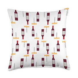 Wine Corkscrew Bottle Gifts 2.0 Wine Corkscrew Pattern Gift Throw Pillow, 18x18, Multicolor