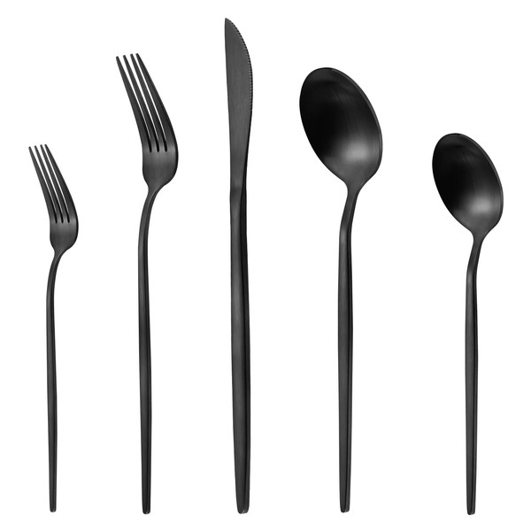 Matte Black Silverware Set, LAZAHOME Stainless Steel Flatware Cutlery Set