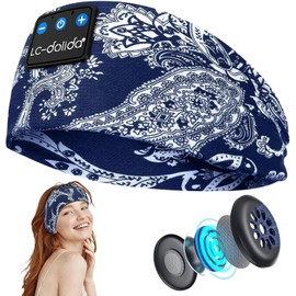 Sleep Headphones,Eye Mask Wireless Headband Headphones, Sports Headband Built-in Mic Bluetooth Headphone with HD Stereo Speakers Cool Tech Gadgets Fashion Item Over-Ear Earbuds Birthday Gifts-Blue