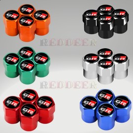 Universal Car/Motorcycle Wheel Tire Valve Air Cover Auto Accessories Case Compatible with Toyota GR Gazoo Racing Sport Car Styling (4Pcs) (Gr Red)