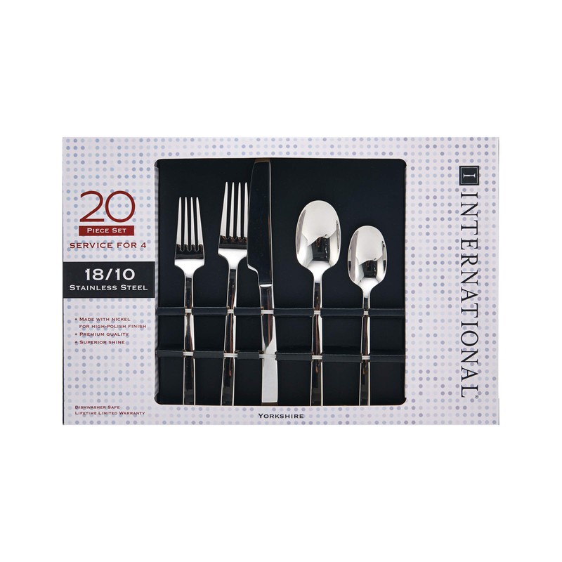 International Silver Yorkshire Flatware Set, 20-Piece, Stainless Steel
