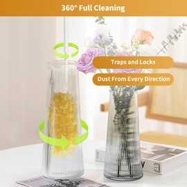 50 Pack Duster Refill Compatible with 1 Extendable Handle, 360 Heavy Duty Duster Kit with 1 Handle, Multi-Surface Disposable Dusters Refills for Cleaning Corner, Furniture, Car, Blinds