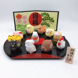 Yokkaichi Bankoyaki 【Made in Japan】 Zodiac Figurine Set of Twelve Zodiac Signs New Year Decoration 【Made in Japan】 H-3120
