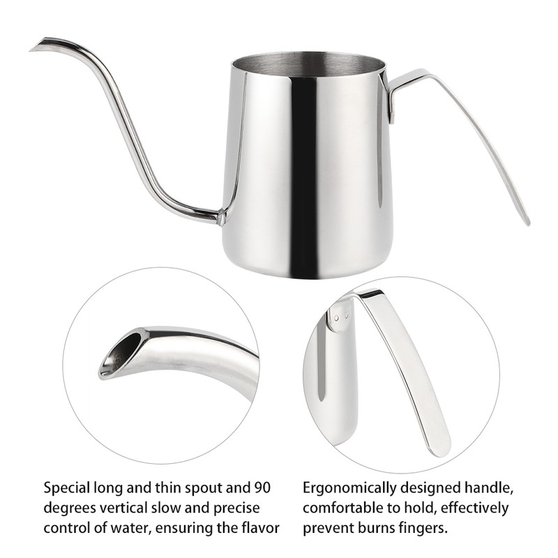 250ml Stainless Steel Coffee Pot Long Spout Kettle with Handle