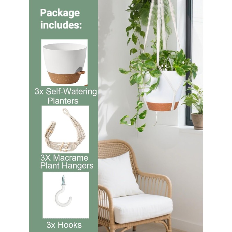 Bouqlife Hanging Planters with Macrame Plant Hangers for Indoor Outdoor