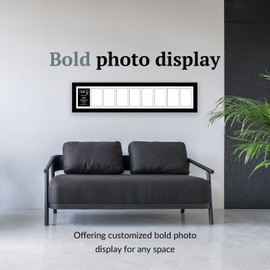 Creative Letter Art 4” x 6” Multiple Opening Picture Frame Collage with 9 holes, Manhattan Black Frame with 8 x 38-inch White Mat, Full-Strength Glass, Photo Collage for Wall, 9 Openings