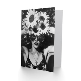 Artery8 Birthday Card Daisy Flower Crown Lady Spring Fashion For Her Gran Sister Niece Daughter Wife Woman Greeting Card