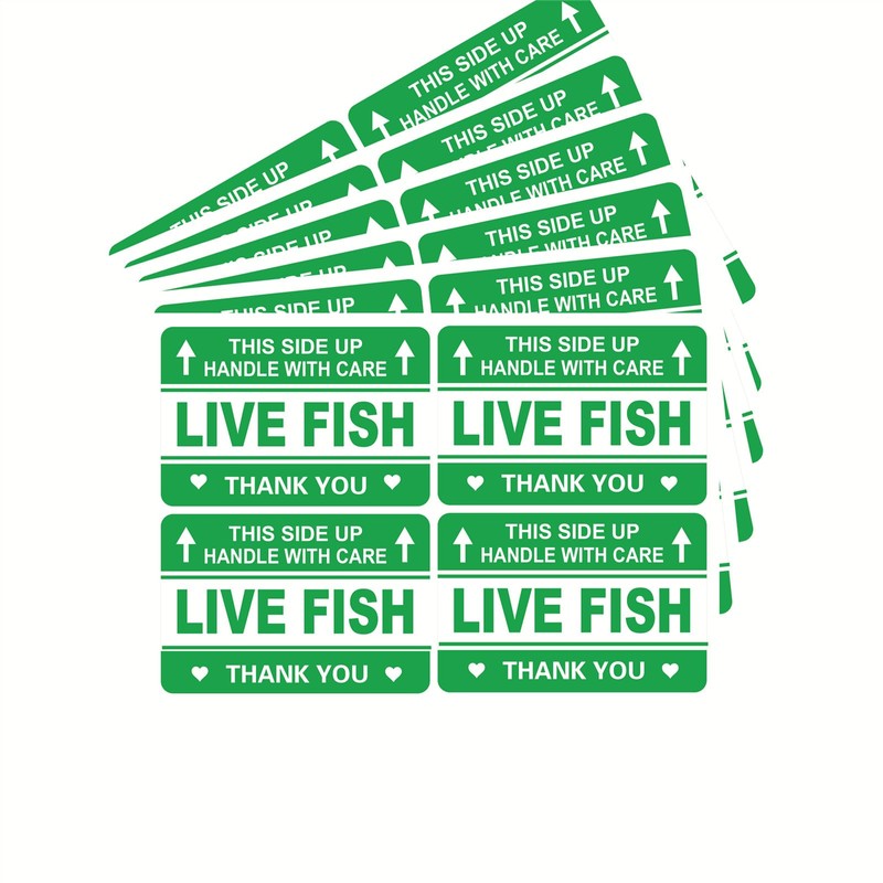 Live Fish Sticker,2x3 inch 200pcs Live Fish shippping Sticker