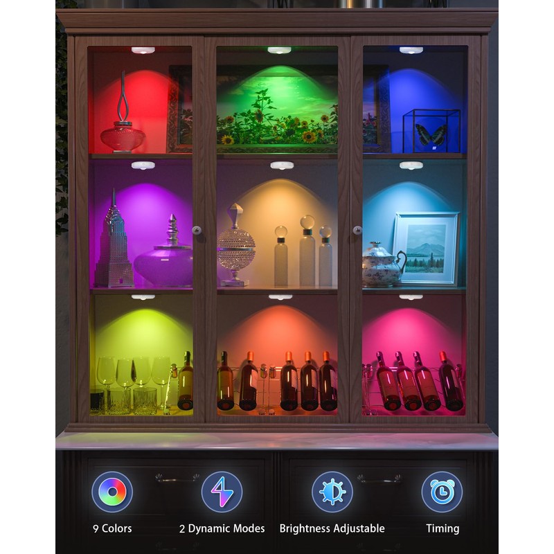 WILLED RGB Rechargeable Puck Lights with Remote Control, Under Cabinet