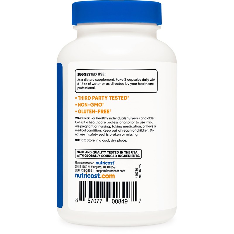 Nutricost L-Citrulline 500mg, 120 Capsules - Gluten Free, Non-GMO, 1000mg