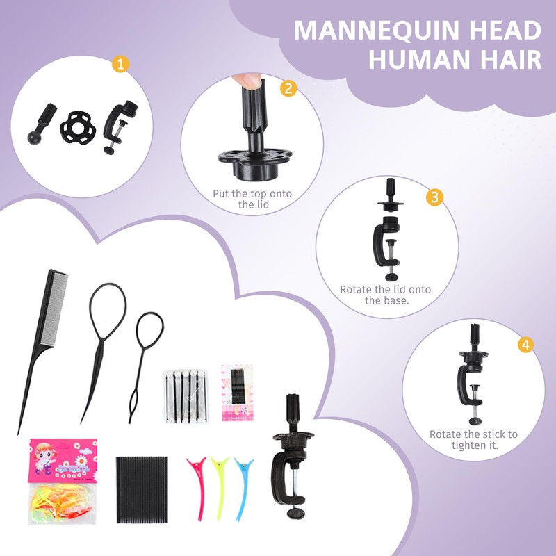 Mannequin Head with 80% Human Hair Cosmetology Practice Doll Head