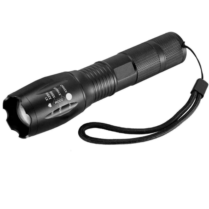 Battery Connection LED Zoomable Flashlight Torch Lamp Light 5-Mode