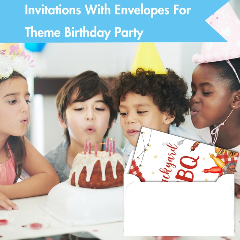 BBQ Party Invitations, Summer Barbecue Invite Cards with Envelopes (30PACK),