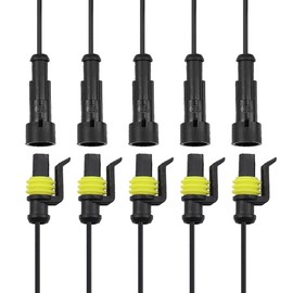 GAOLAOSY 5PCS 1 Pin Car Waterproof Electrical Connector, 16 AWG Quick Disconnect Terminal Wire Connectors Plug, Automotive Male and Female Way Kit for Car Truck Boat Wire Connection (1 Pin)