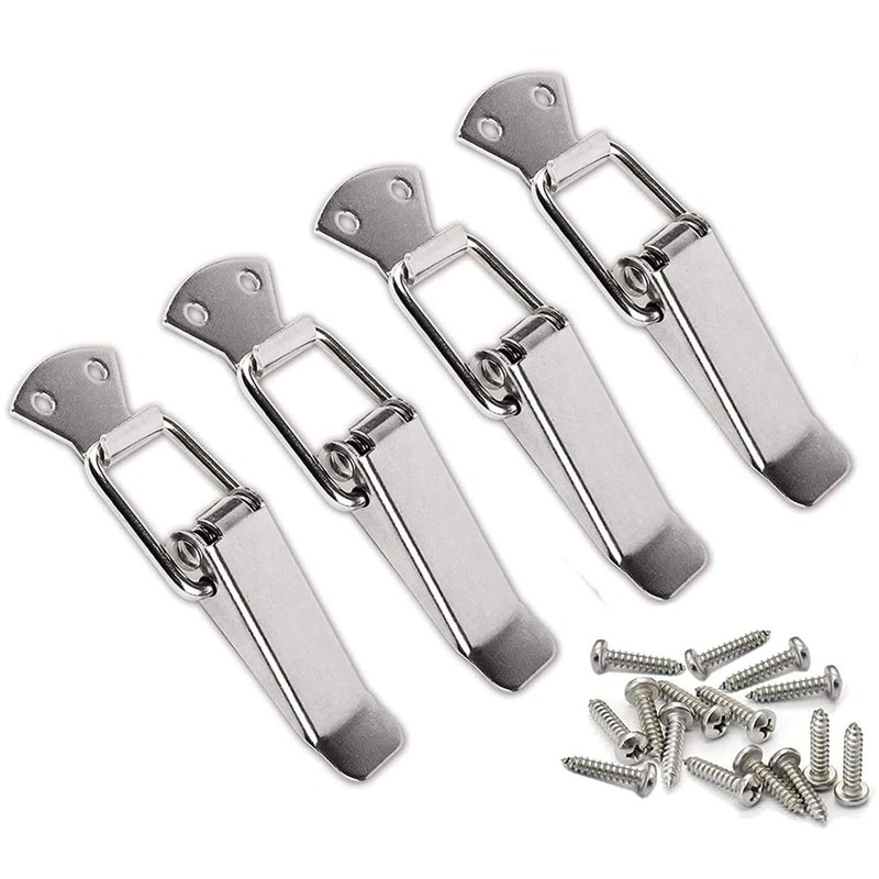 4pcs Stainless Steel Tension Clasp with Screws, Spring Toggle Latch