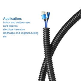 DMiotech 10mmx7mmx5m Plastic Non Split Corrugated Tube for Indoor and Outdoor Cord Management Lap Tidy Office Garden