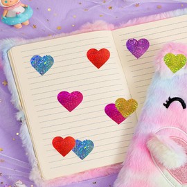 RUPOFUZA 500Pcs Valentine's Day Heart Vinyl Stickers Roll 1.5in Glitter Stickers 8 Colors Cute Love Label Tag Self-Adhesive Classroom Reward Waterproof Decals for Envelope Journal Decor Supplies