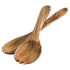 APS Salad Servers "Olive", consisting of two spoons, produced from sustainable olive wood, wooden spoon, serving spoon, each 26.5 x 9.5 cm