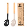 Pack of 2 Spaghetti Spoon, Silicone Pasta Fork with Wooden