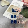 Press on Nails Medium, Artificial Acrylic Fake Nails with Blue
