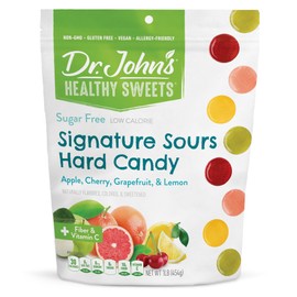 Dr. John's Healthy Sweets Signature Sour Flavors Hard Candy with Zero Sugar, Dye-Free, Plant Based, Keto Friendly, 100 Count, 1 LB Bag