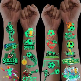 10 Sheets of Tattoos for Children Football Gifts Boys Luminous Tattoos Children's Tattoo Boys Small Items for Children Football Party Bag Toy Filling School Cone Small Gifts for School