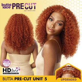 Sensationnel Butta lace precut wigs - unit 5 glueless precut lace extra wide 5 inch deep part synthetic wig pre tweezed smaller knot hairline - Butta pre cut unit 5 (1 JETBLACK)