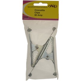 W4 50 Amp Crocodile Clips (Pack of 2) - Silver
