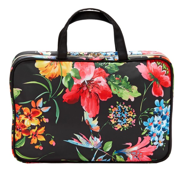 Conair Weekender-Toiletry Travel Bag-Makeup Organizer, Black Floral, 1 Count (Pack