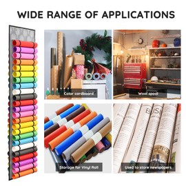 Yolispa Vinyl Roll Holder 48 Compartments Vinyl Storage Organiser Gift Paper Holder Craft Over Door Vinyl Storage Organiser for Heat Transfer, Paper, Gift Wrapping Paper, Cross Stitch Embroidery