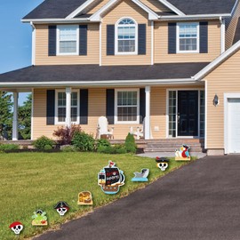 Big Dot of Happiness Pirate Ship Adventures - Yard Sign and Outdoor Lawn Decorations - Skull Birthday Party Yard Signs - Set of 8