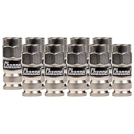 Channel Master CM-7170 RG6 Coaxial F-Connectors Universal Compression Fitting Weather Sealed for Standard, Tri and Quad Shield Cables - 10 Pack