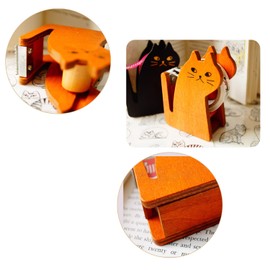 Tape Dispenser, Cute Cat Tape Dispenser, Vintage Wooden Kitty Tape Cutter with 1 Roll Tape for Home Office Desktop Accessory for Students Girls Boys