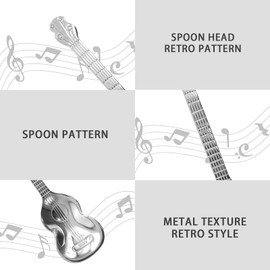 SHIDOW Guitar Spoon, Coffee Spoons, Creative Cute Spoons, Stainless Steel Teaspoons, Ice-Cream Stirring Spoon (silver)