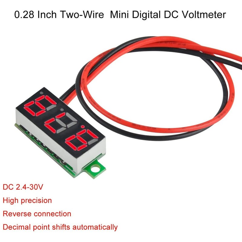 Greluma Pack of 5 0.28 Inch Mini Digital DC Voltmeter,