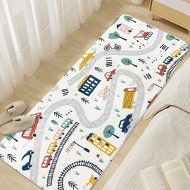ABREEZE Kids Runner Rug 5.3FT,Town Road Area Rug Play Mat for Kids Non Skid Washable Traffic Throw Rugs Cute Cartoon Floor Carpet for Living Bedroom Study Nursery Dorm 2.7'x5.3'