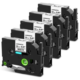 TZe TZ Tape 12mm 0.47 Laminated White Replacement for Brother Label Maker Tape P Touch Label Tape TZe-231 TZe231 Label Maker Refills, Compatible with Brother PT-D220 D210 H110 D400 D600, 5-Pack