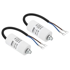 PATIKIL 5uf CBB60 Run Capacitor,2Pcs AC 450V U Terminal Wires 50/60Hz Cylinder Bottom with M8 Screw for Washing Machine, Cleaning Machine Pump Motor Star