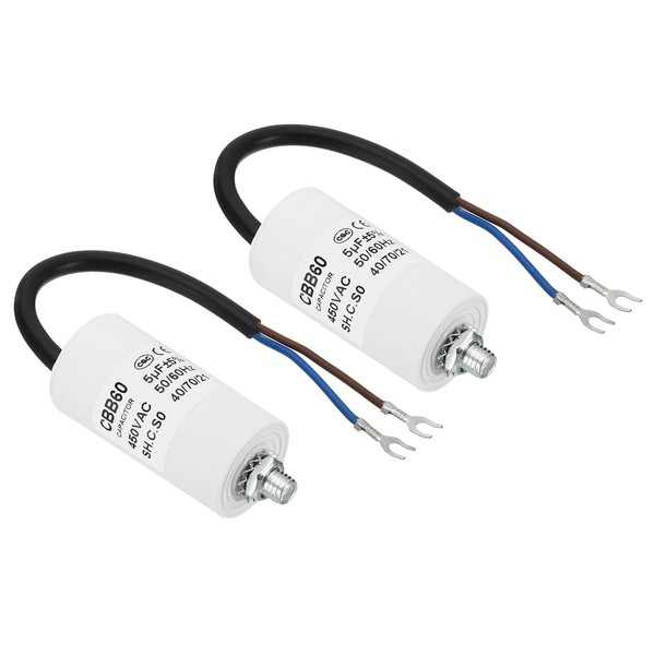 PATIKIL 5uf CBB60 Run Capacitor,2Pcs AC 450V U Terminal Wires