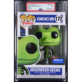Ad Icons, PSA Graded 8.5 NM-MT+, Geicoween Gecko Exclusive Collectible Vinyl Figure #172, Fully Encapsulated Bundle with Compatible Funko Pop! PSA Hard Protector Case