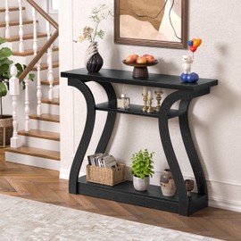 47" Wood Console Table for Entryway, Narrow Sofa Table with 3-Tier Shelves